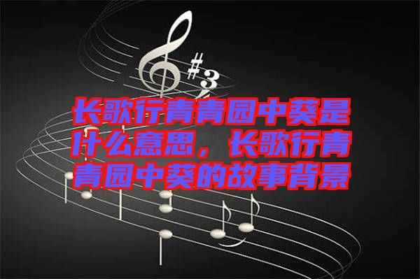 長(zhǎng)歌行青青園中葵是什么意思，長(zhǎng)歌行青青園中葵的故事背景
