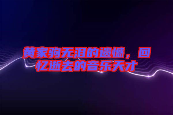 黃家駒無淚的遺憾，回憶逝去的音樂天才