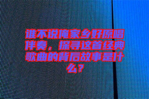 誰不說俺家鄉(xiāng)好原唱伴奏，探尋這首經典歌曲的背后故事是什么？