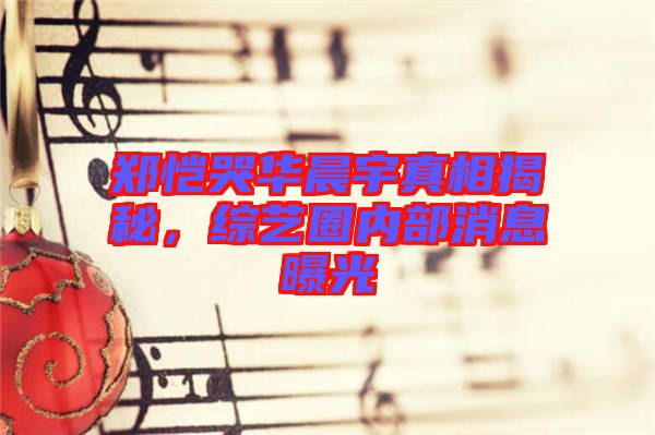 鄭愷哭華晨宇真相揭秘，綜藝圈內(nèi)部消息曝光