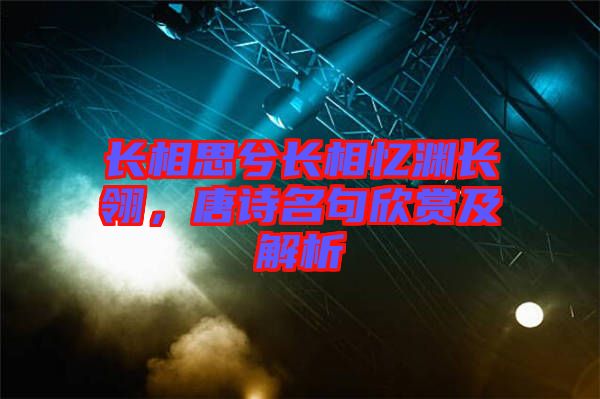 長(zhǎng)相思兮長(zhǎng)相憶淵長(zhǎng)翎，唐詩(shī)名句欣賞及解析
