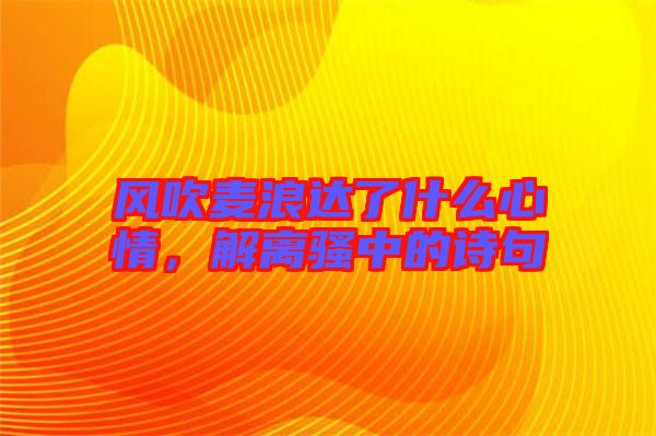 風(fēng)吹麥浪達(dá)了什么心情，解離騷中的詩句