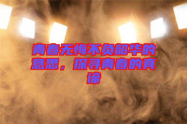 青春無悔不負韶華的意思，探尋青春的真諦