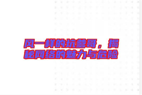 風(fēng)一樣的坑爹哥，揭秘網(wǎng)絡(luò)的魅力與危險(xiǎn)