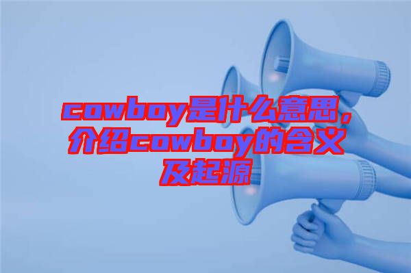 cowboy是什么意思，介紹cowboy的含義及起源