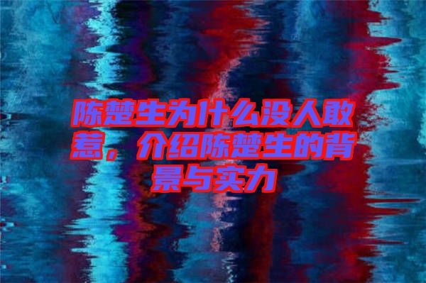 陳楚生為什么沒人敢惹，介紹陳楚生的背景與實力